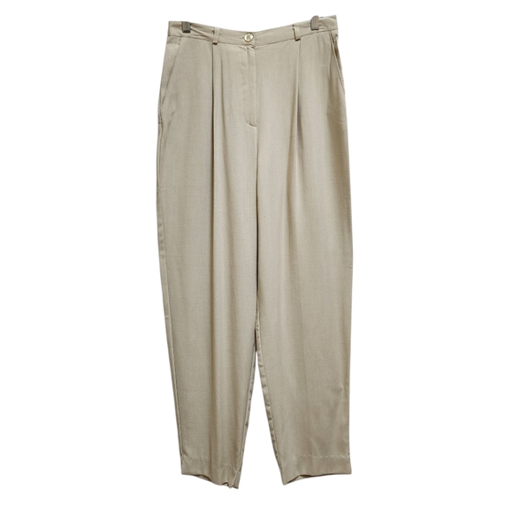 Norton McNaughton Pant Set Women Sz 10 Beige Linen Blend Short Slv Office Casual - Picture 4 of 16
